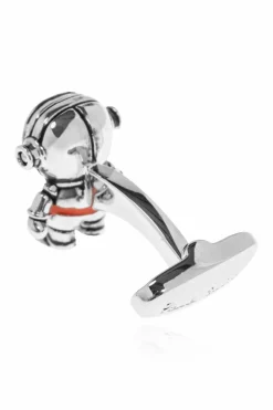 Paul Smith SREBRNY Spinki do mankietów z motywem astronauty