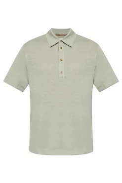 Paul Smith ZIELONY Lniane polo