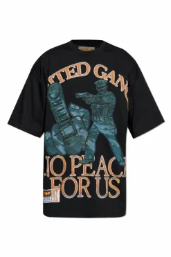 PDF CZARNY T-shirt z nadrukiem