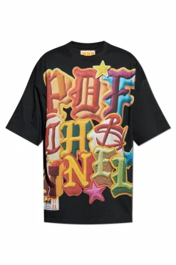 PDF CZARNY T-shirt z nadrukiem