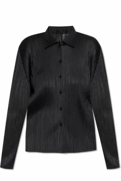 Pleats Please Issey Miyake CZARNY Plisowana koszula