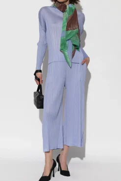 Pleats Please Issey Miyake FIOLETOWY Plisowane spodnie