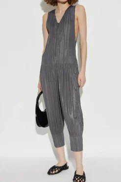 Pleats Please Issey Miyake SZARY Plisowany kombinezon