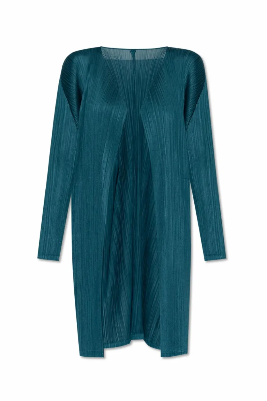 Pleats Please Issey Miyake ZIELONY Plisowany płaszcz