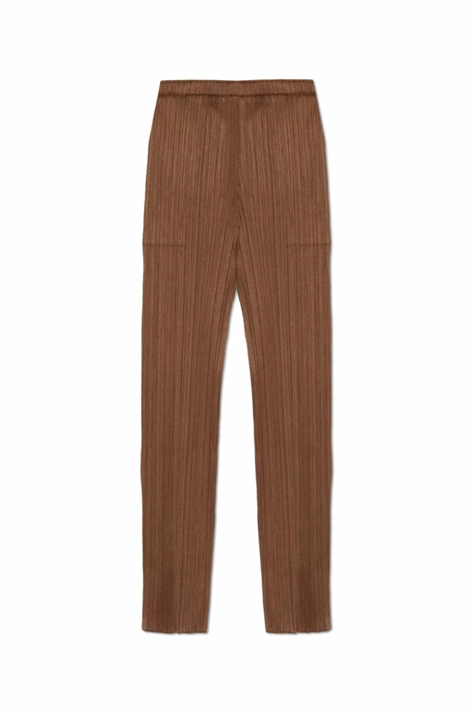 Pleats Please Issey Miyake BRĄZOWY Plisowane spodnie