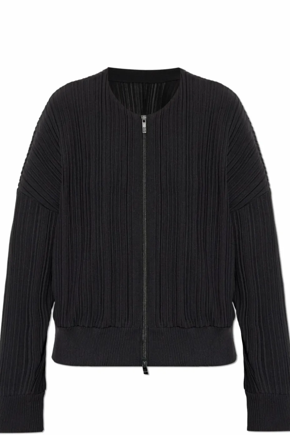 Pleats Please Issey Miyake CZARNY Plisowana bluza zapinana na zamek