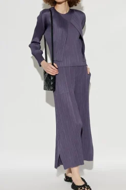 Pleats Please Issey Miyake FIOLETOWY Plisowany top