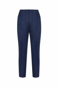 Pleats Please Issey Miyake GRANATOWY Plisowane spodnie
