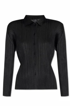 Pleats Please Issey Miyake CZARNY Plisowana koszula