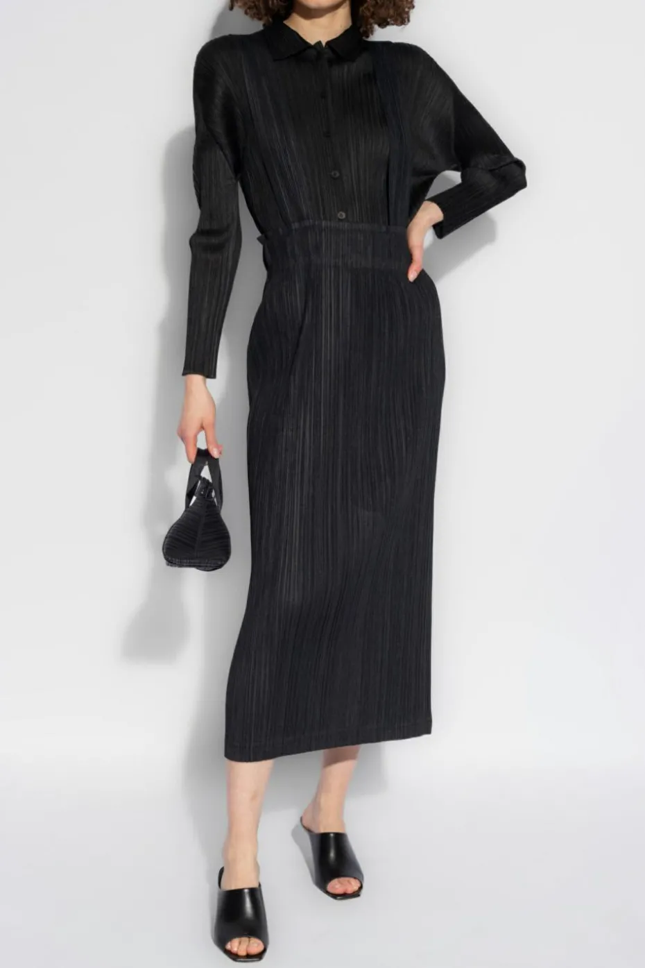 Pleats Please Issey Miyake CZARNY Plisowana koszula
