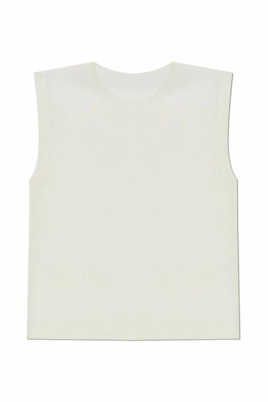 Pleats Please Issey Miyake kremowy Transparentny top bez rękawów
