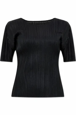Pleats Please Issey Miyake CZARNY Plisowany top