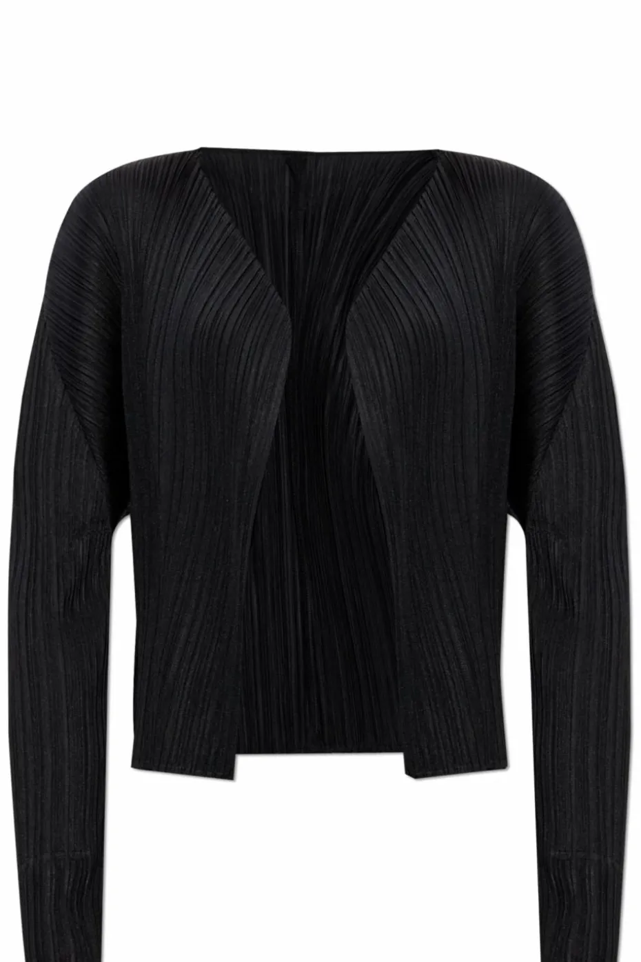 Pleats Please Issey Miyake CZARNY Plisowany kardigan