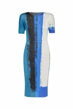 Pleats Please Issey Miyake NIEBIESKI Plisowana sukienka