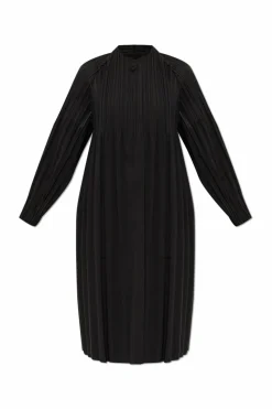 Pleats Please Issey Miyake CZARNY Plisowany płaszcz