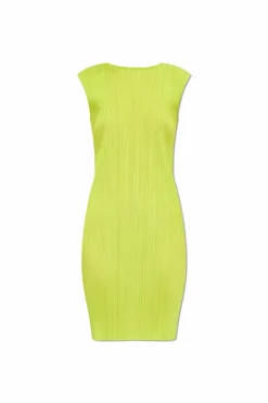Pleats Please Issey Miyake neonowy Plisowana sukienka