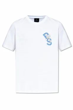 PS Paul Smith BIAŁY T-shirt z kolorowym nadrukiem