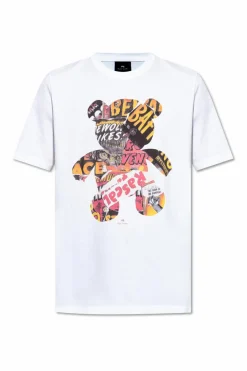 PS Paul Smith BIAŁY T-shirt z kolorowym nadrukiem
