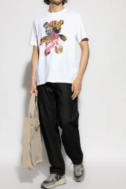 PS Paul Smith BIAŁY T-shirt z kolorowym nadrukiem