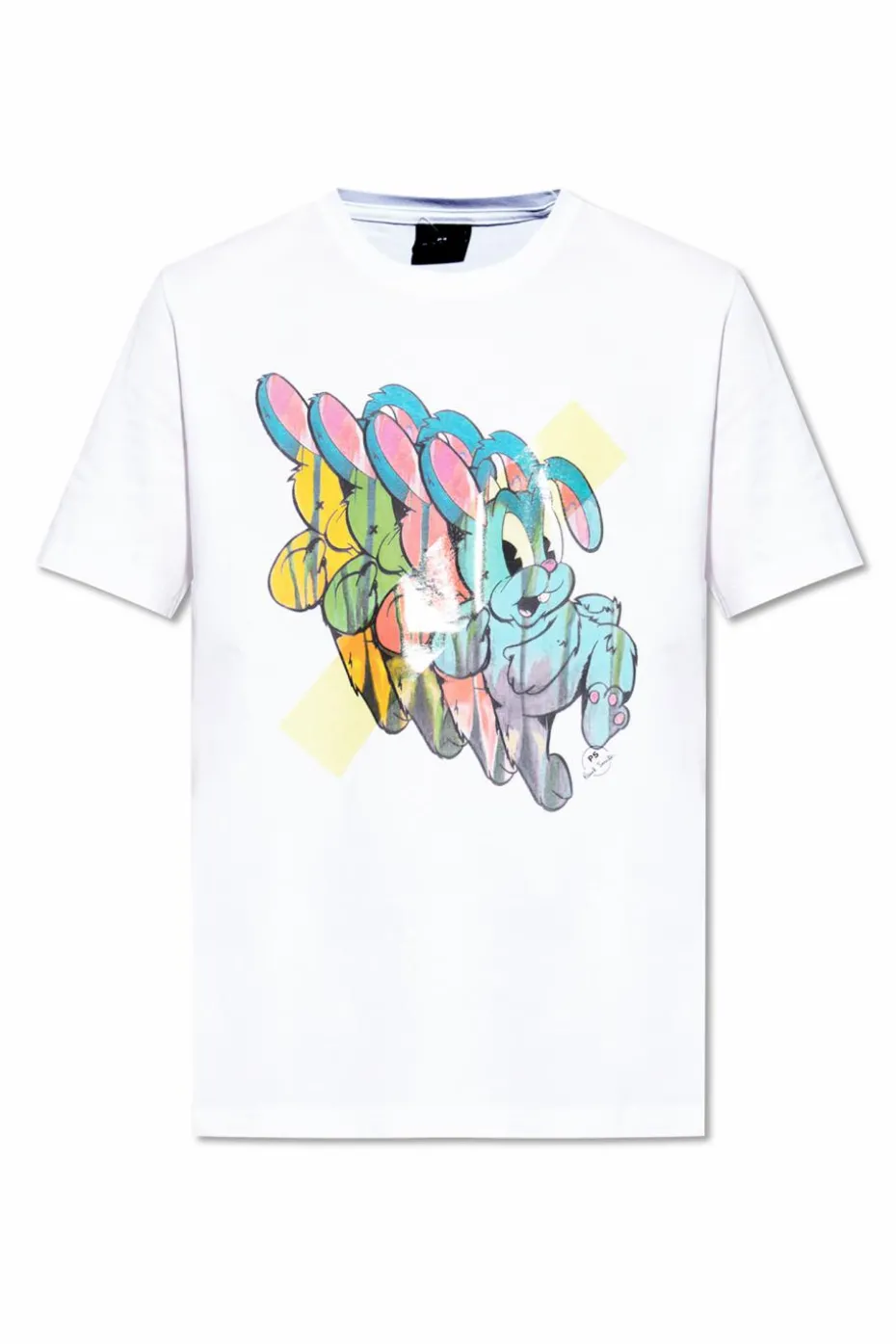PS Paul Smith BIAŁY T-shirt z kolorowym nadrukiem