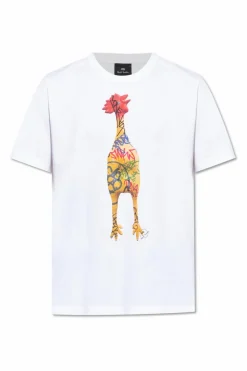 PS Paul Smith BIAŁY T-shirt z kolorowym nadrukiem