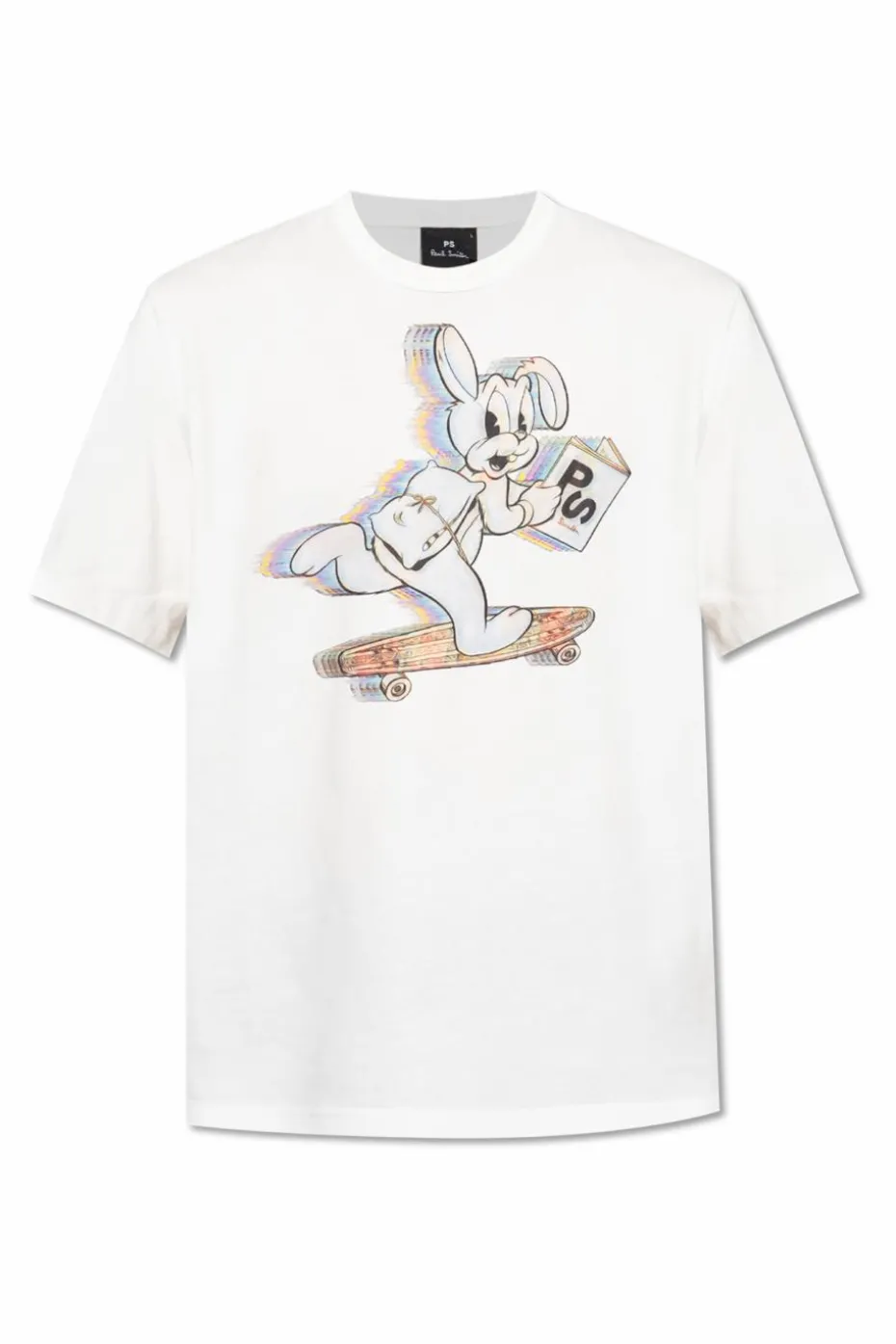 PS Paul Smith BIAŁY T-shirt z kolorowym nadrukiem