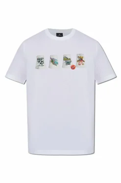 PS Paul Smith BIAŁY T-shirt z kolorowym nadrukiem