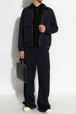 PS Paul Smith CZARNY Polo z naszywką w kształcie logo
