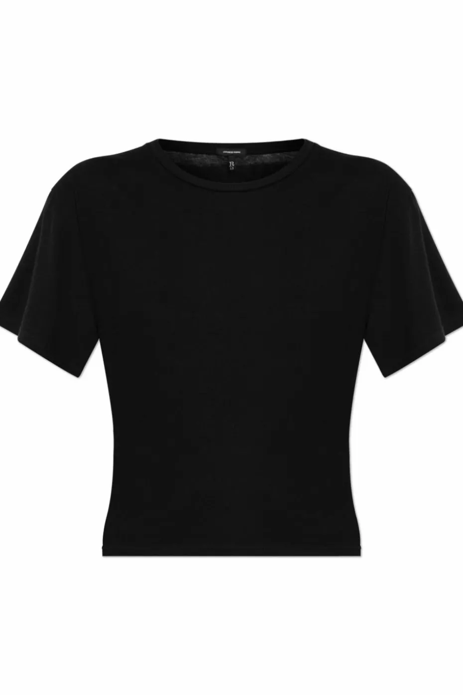 R13 CZARNY T-shirt z kaszmirowym wykończeniem