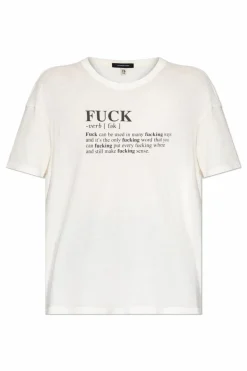 R13 kremowy T-shirt z nadrukiem