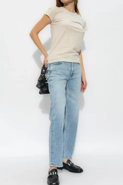 Rag & Bone beżowy T-shirt z bawełny organicznej