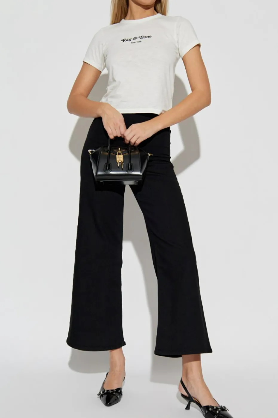 Rag & Bone CZARNY Jeansy z wysokim stanem `Ankle`