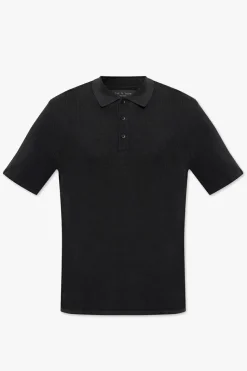 Rag & Bone CZARNY Prążkowane polo