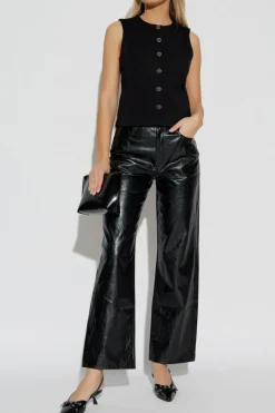 Rag & Bone CZARNY Spodnie z imitacji skóry `Shea`
