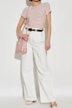 Rag & Bone CZERWONY T-shirt ze wzorem w pasy