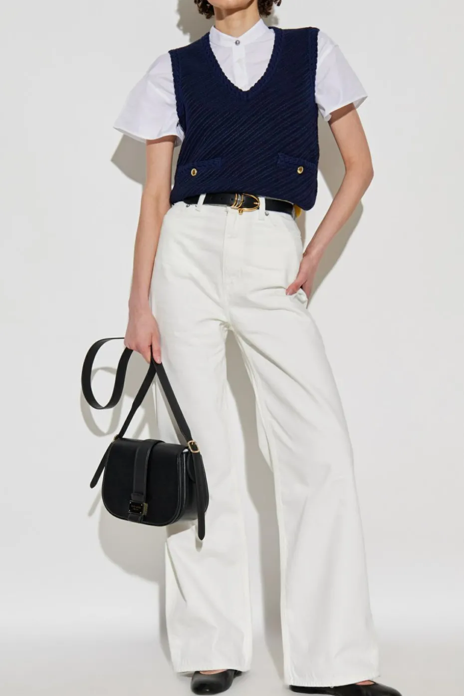 Rag & Bone GRANATOWY Kamizelka z kieszeniami