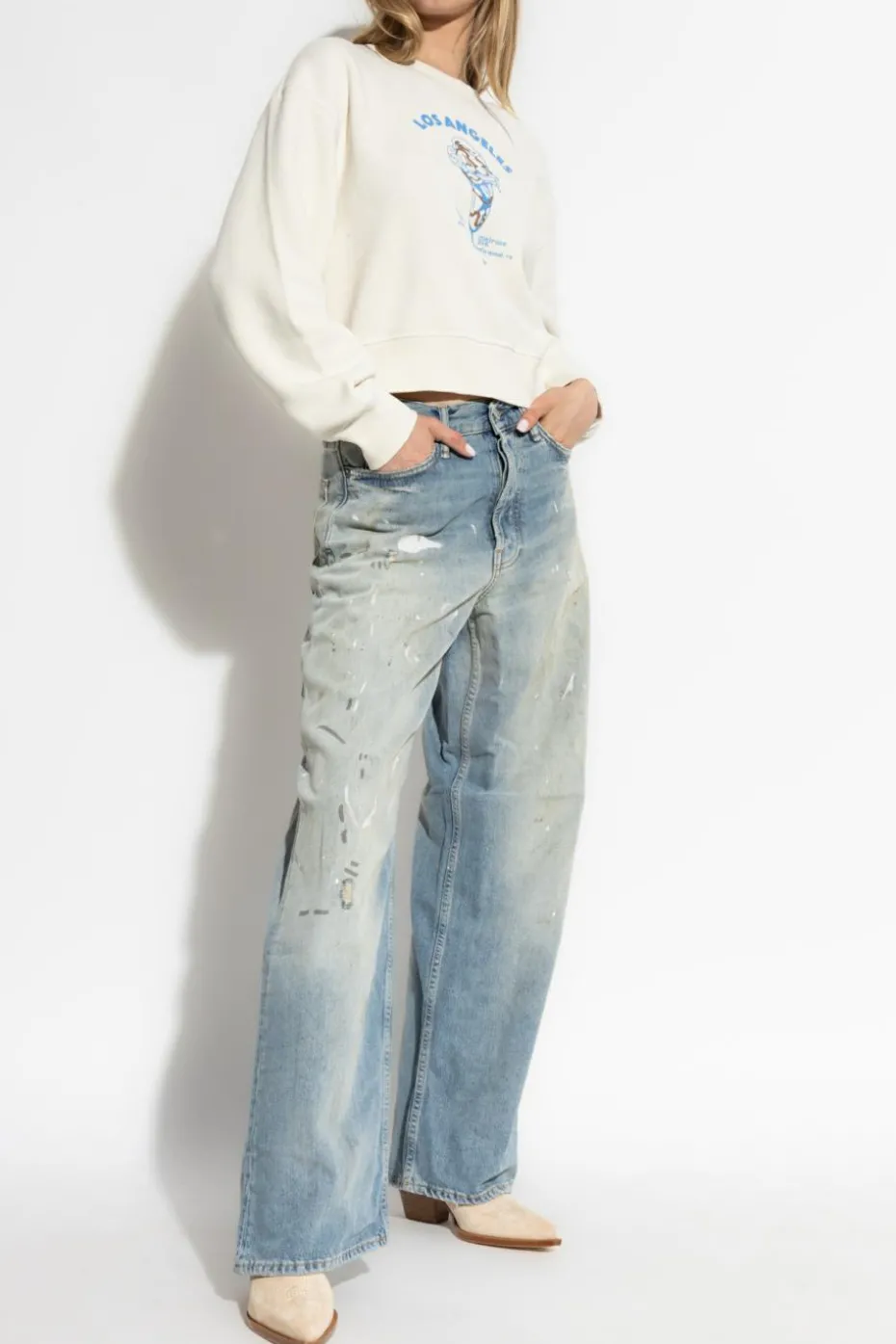 Rag & Bone kremowy Bluza z nadrukiem