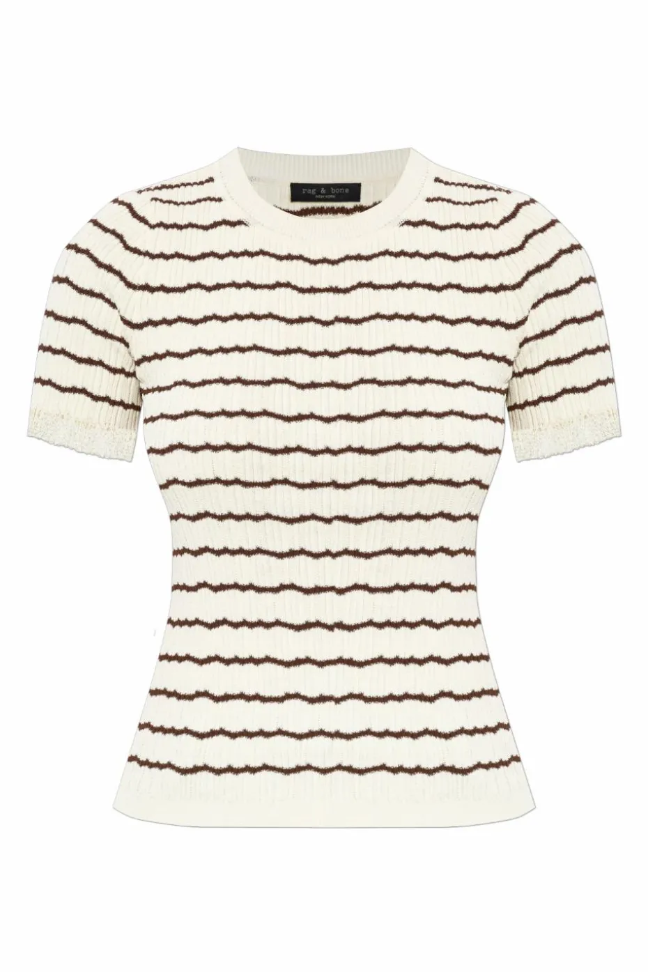 Rag & Bone kremowy Top ze wzorem w prążki