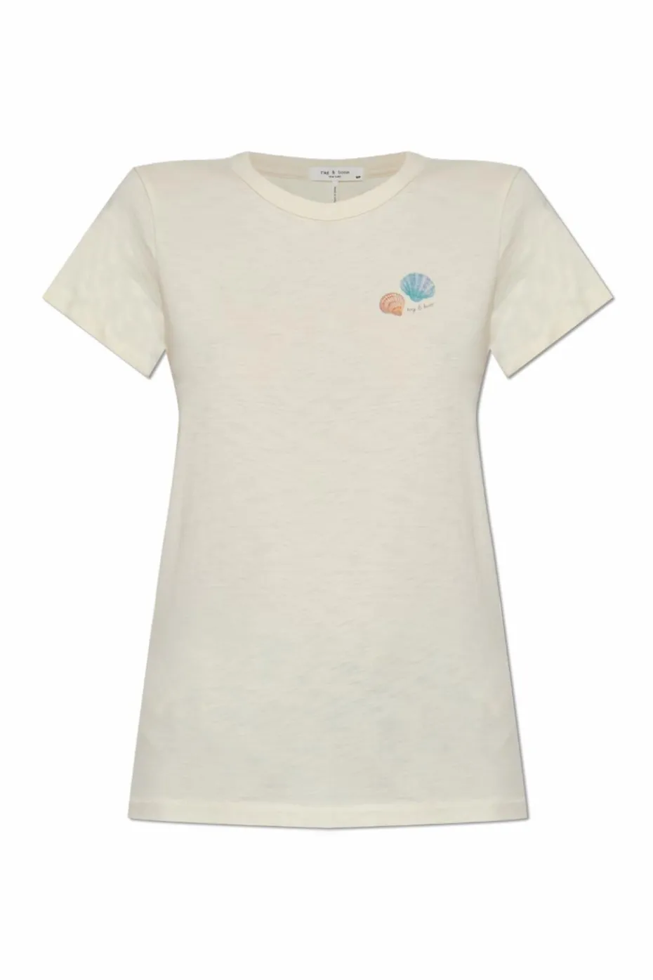 Rag & Bone kremowy T-shirt z nadrukiem