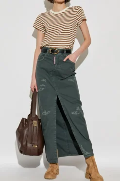 Rag & Bone kremowy T-shirt ze wzorem w pasy