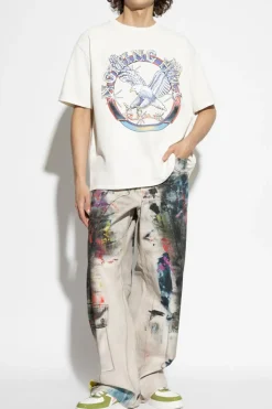 Rhude BIAŁY T-shirt z nadrukiem
