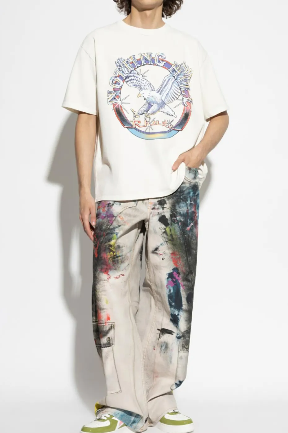Rhude BIAŁY T-shirt z nadrukiem