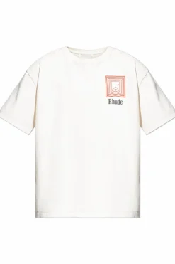 Rhude BIAŁY T-shirt z nadrukiem