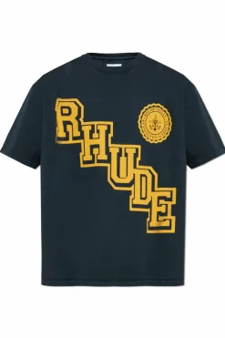 Rhude GRANATOWY T-shirt z nadrukiem