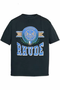 Rhude GRANATOWY T-shirt z nadrukiem