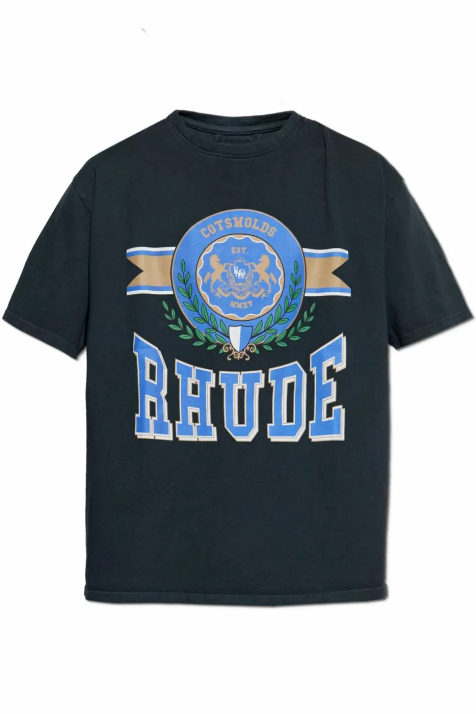 Rhude GRANATOWY T-shirt z nadrukiem