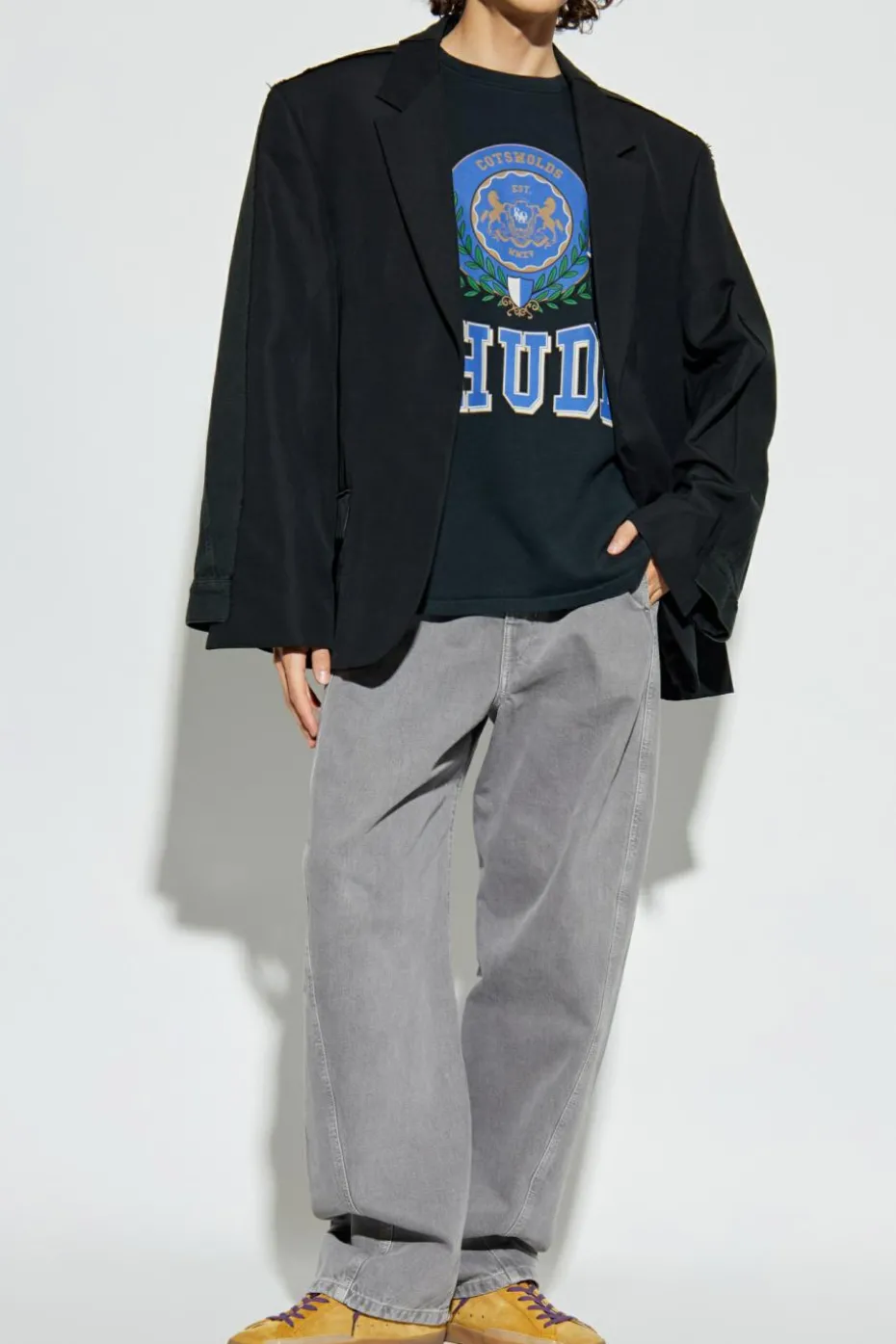 Rhude GRANATOWY T-shirt z nadrukiem