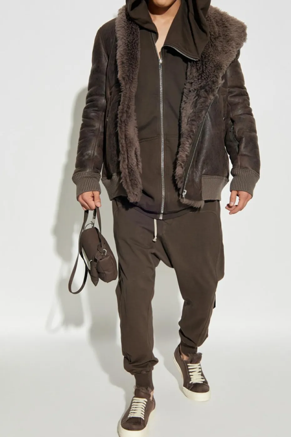 Rick Owens BRĄZOWY Kożuch `Hollywood`