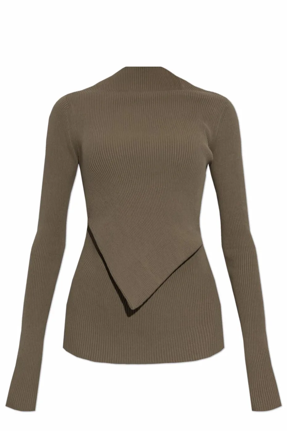 Rick Owens BRĄZOWY Prążkowany top `Babel`
