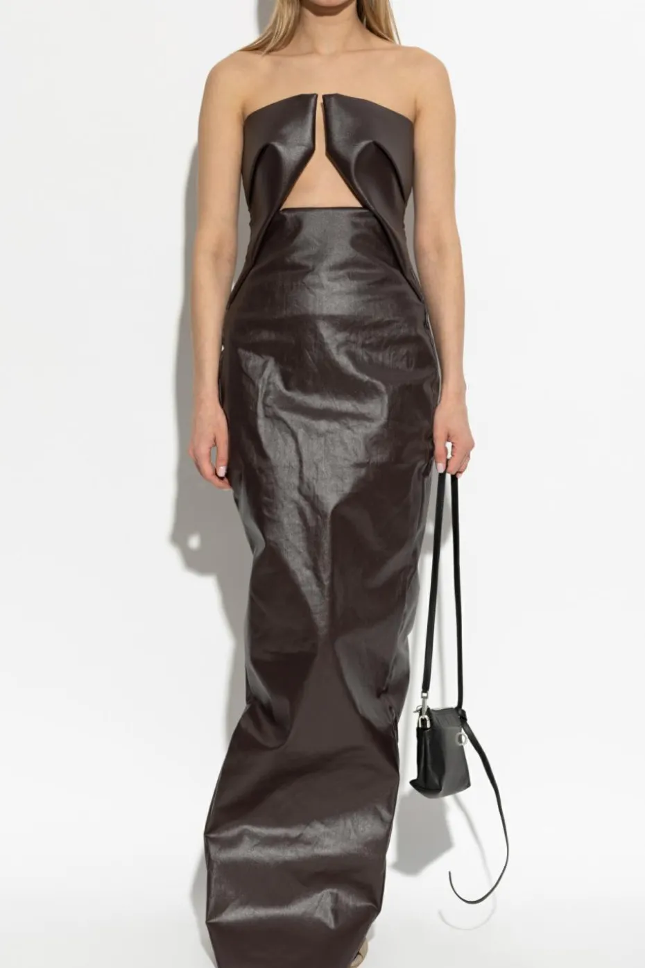 Rick Owens BRĄZOWY Sukienka `Prong Gown`